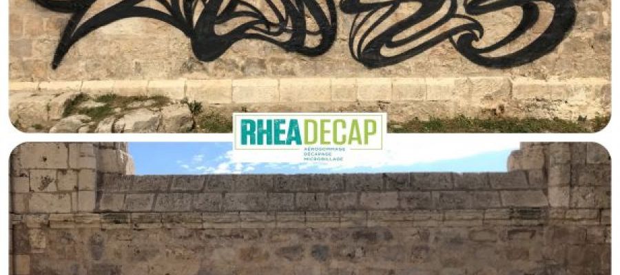 effacement retrait graffiti tag sur un batiment classé architectes batiments de france sans endommager la pierre vandalisme