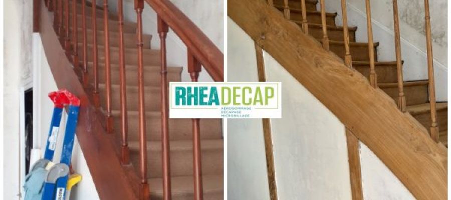 renovation ponçage escalier marche contre marche rambarde barreaux main courante limon
