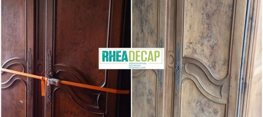 décapage aérogogommage armoire ancienne éclaircir le bois naturel vernis peinture lasure relooking meuble
